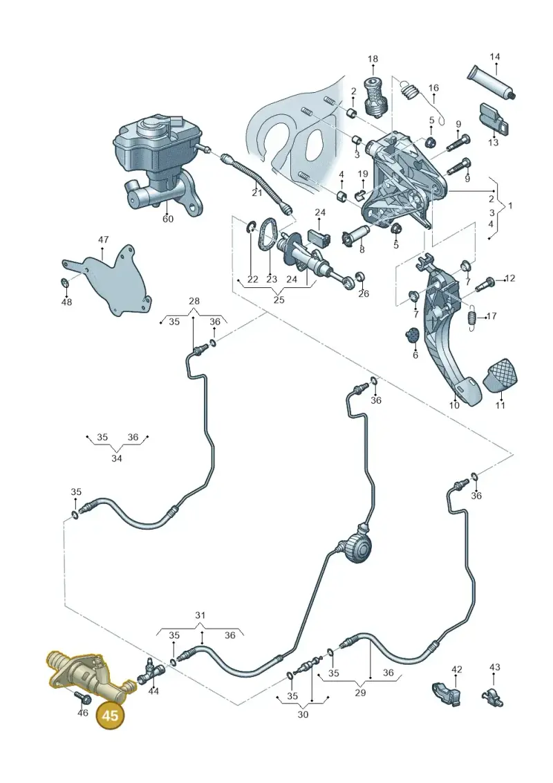 5Q0721261D — Audi A3 Cabrio (2016-2020) diagram 891721300, position 45