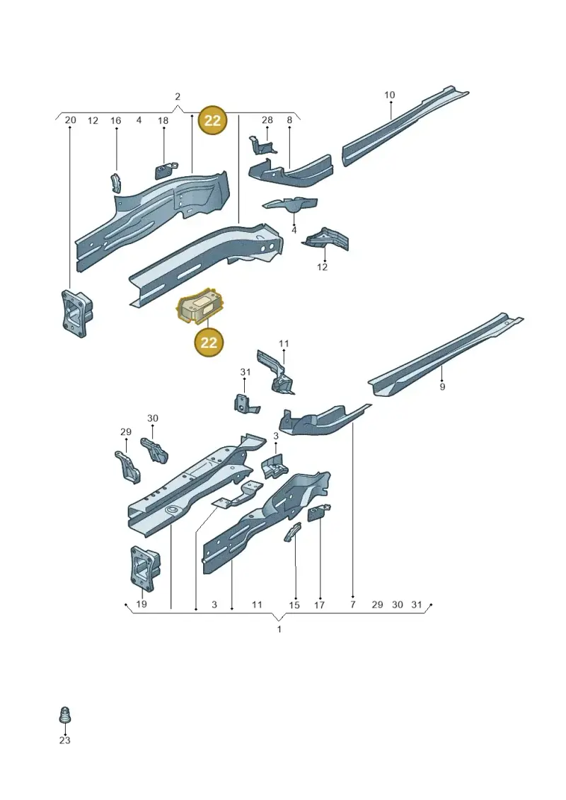 5Q0802068 — Audi RSQ3 Sportback (2019-2024) diagram f3z803001, position 22
