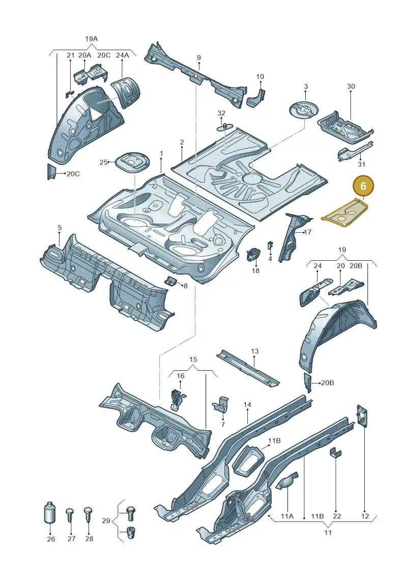 5Q0802091C — Audi RS3 Limousine (2017-2020) diagram 858803100, position 6