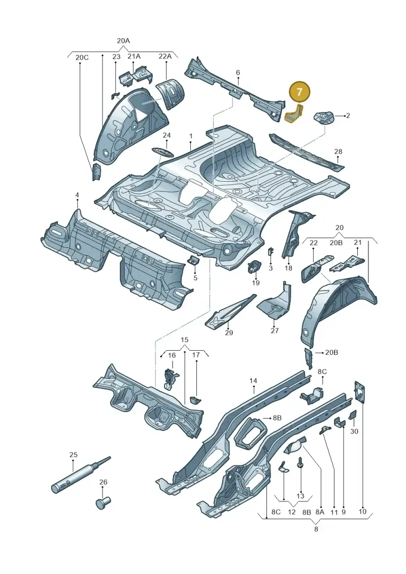 5Q0802136 — Audi A3 Sportback (2016-2020) diagram 745803100, position 7