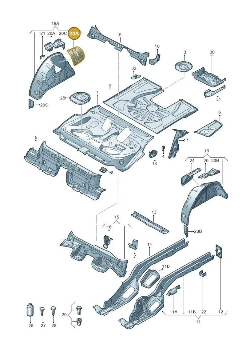 5Q0802192 — Audi RS3 Limousine (2017-2020) diagram 858803100, position 24A