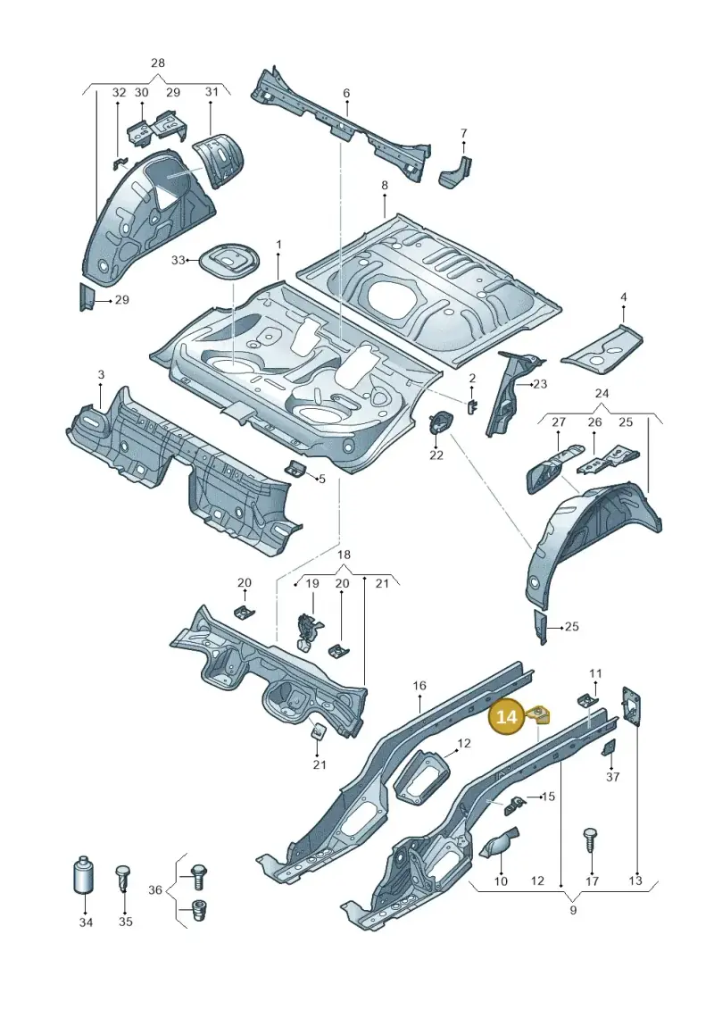 5Q0802938A — Audi A3 Sportback (2016-2020) diagram 745803110, position 14