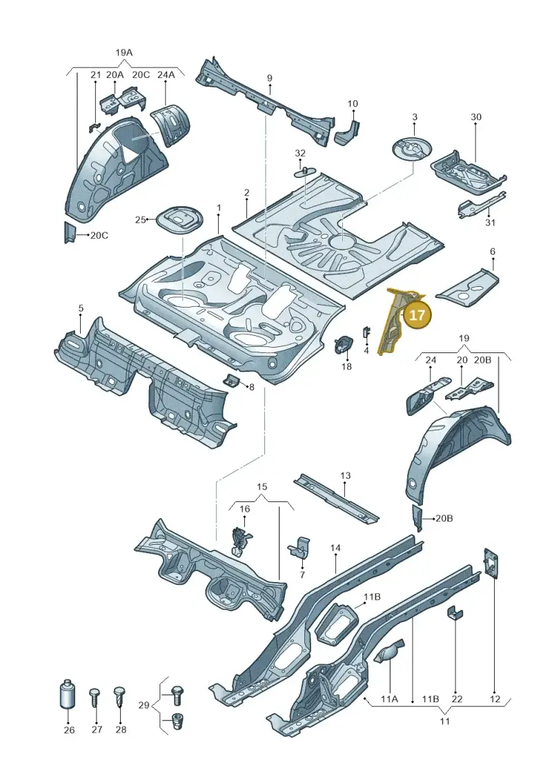 5Q0802952N — Audi RS3 Limousine (2017-2020) diagram 858803100, position 17