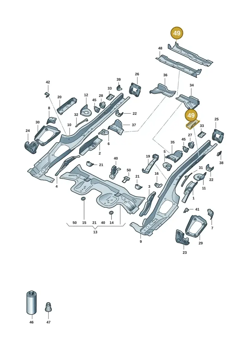 5Q0803348A — Audi A3 Sportback (2019-2021) diagram 596803015, position 49