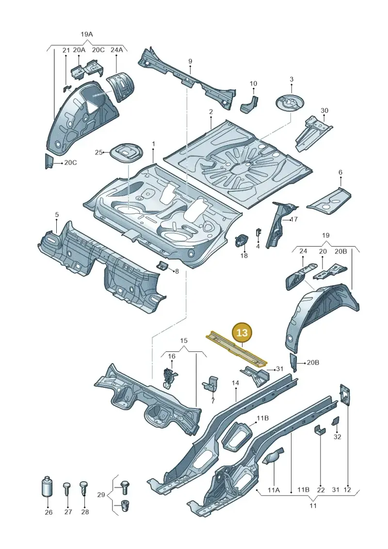 5Q0803348A — Audi A3 Sportback (2016-2020) diagram 745803150, position 13