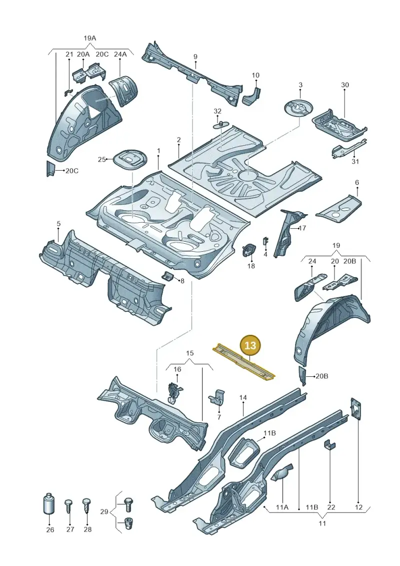 5Q0803348A — Audi RS3 Limousine (2017-2020) diagram 858803100, position 13