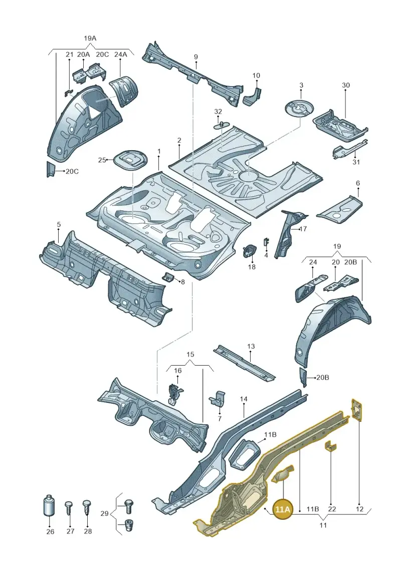 5Q0803457 — Audi RS3 Limousine (2017-2020) diagram 858803100, position 11A