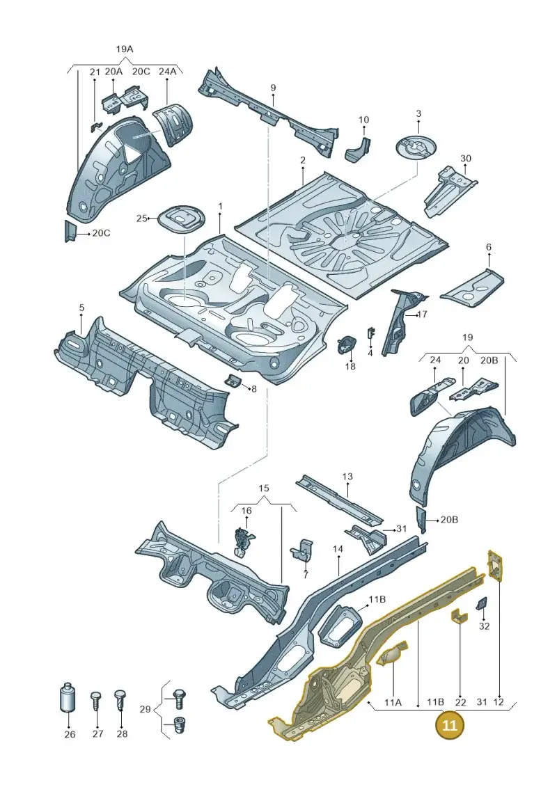 5Q0803502AN — Audi A3 Sportback (2016-2020) diagram 745803150, position 11