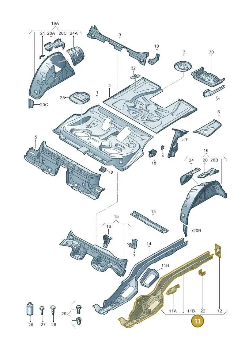 5Q0803502AN — Audi RS3 Limousine (2017-2020) diagram 858803100, position 11