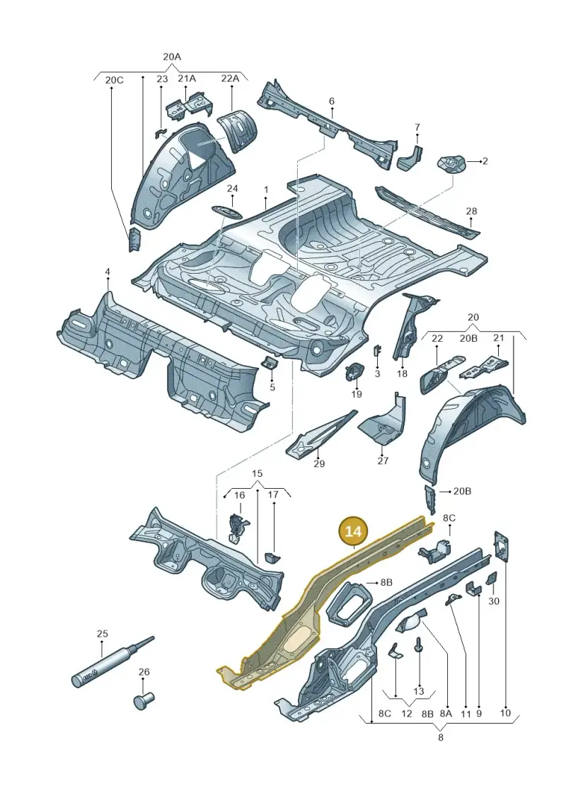 5Q0803505AQ — Audi A3 Sportback (2016-2020) diagram 745803100, position 14