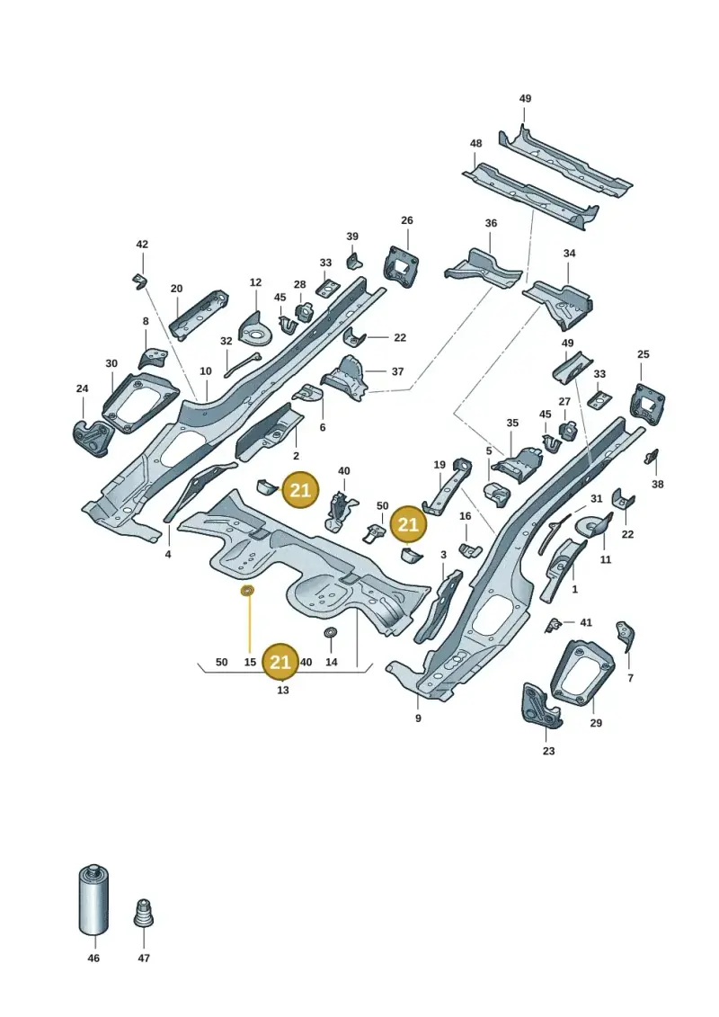 5Q0803781A — Audi A3 Sportback (2019-2021) diagram 596803015, position 21