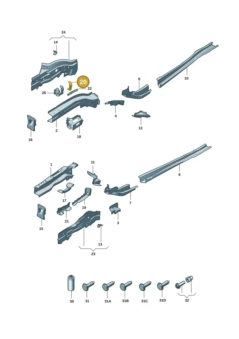 5Q0803872 — Audi A3 (2020-) diagram 8yx803000, position 20