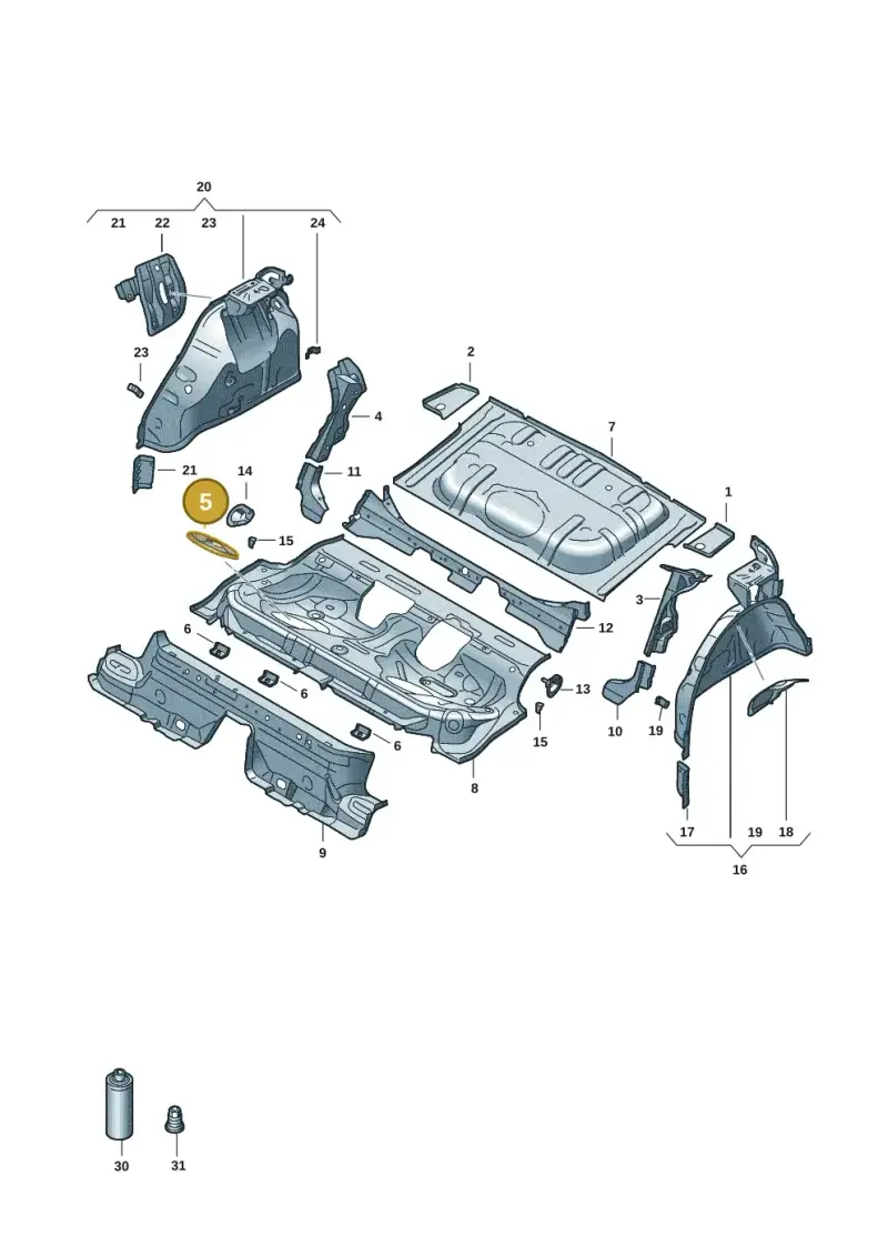 5Q0803961A — Audi A3 Sportback (2019-2021) diagram 596803052, position 5