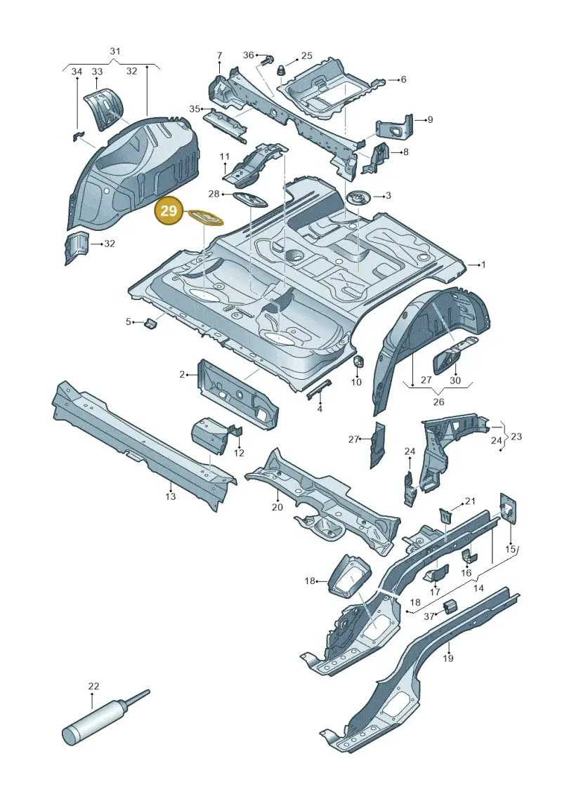 5Q0803961A — Audi TTS Coupe 2.0 (2014-2023) diagram 850803100, position 29