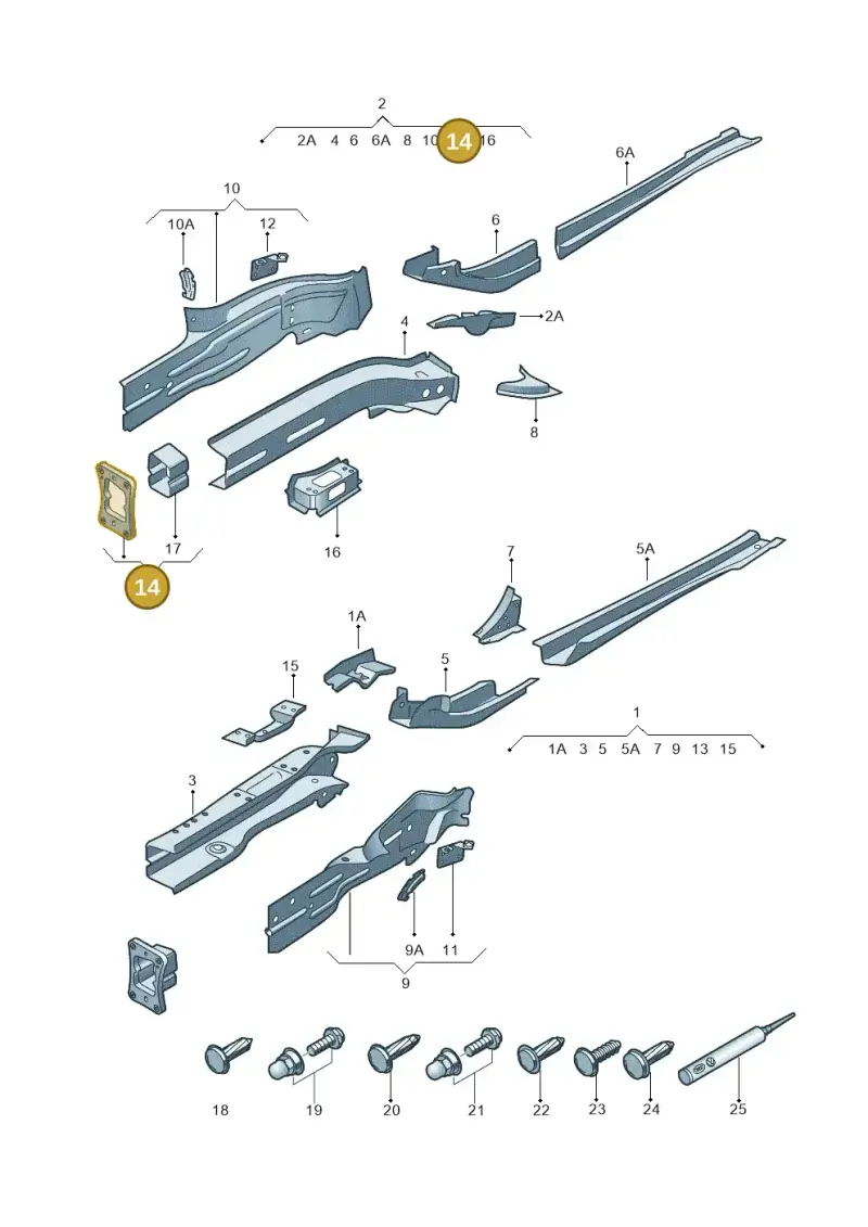 5Q0804182A — Audi RS3 Limousine (2017-2020) diagram 745803000, position 14