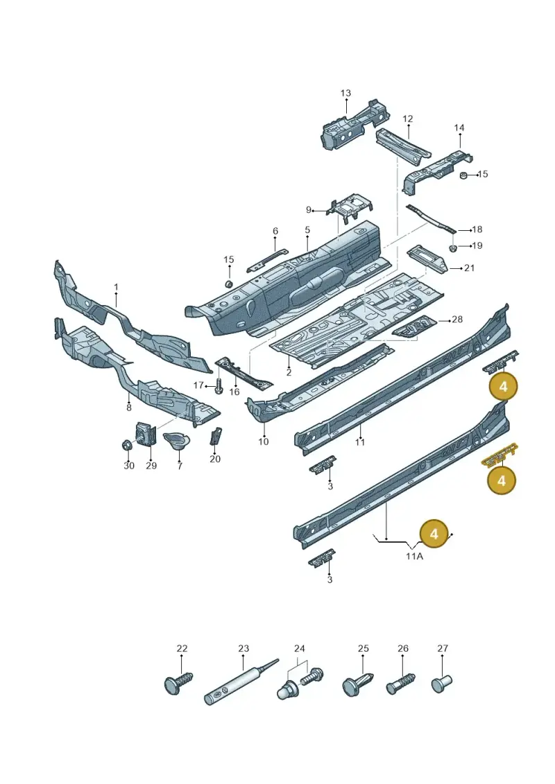 5Q0804243A — Audi RS3 Limousine (2017-2020) diagram 745803060, position 4