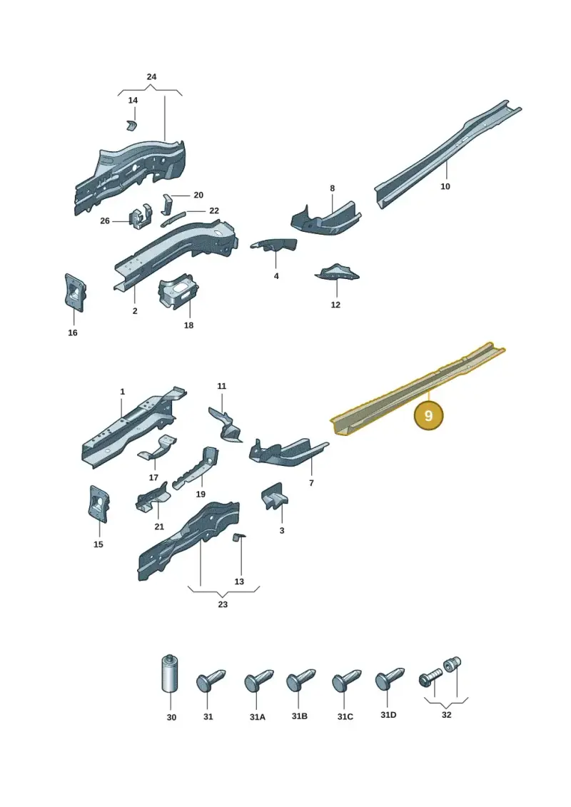 5Q0804455B — Audi A3 (2020-) diagram 8yx803000, position 9