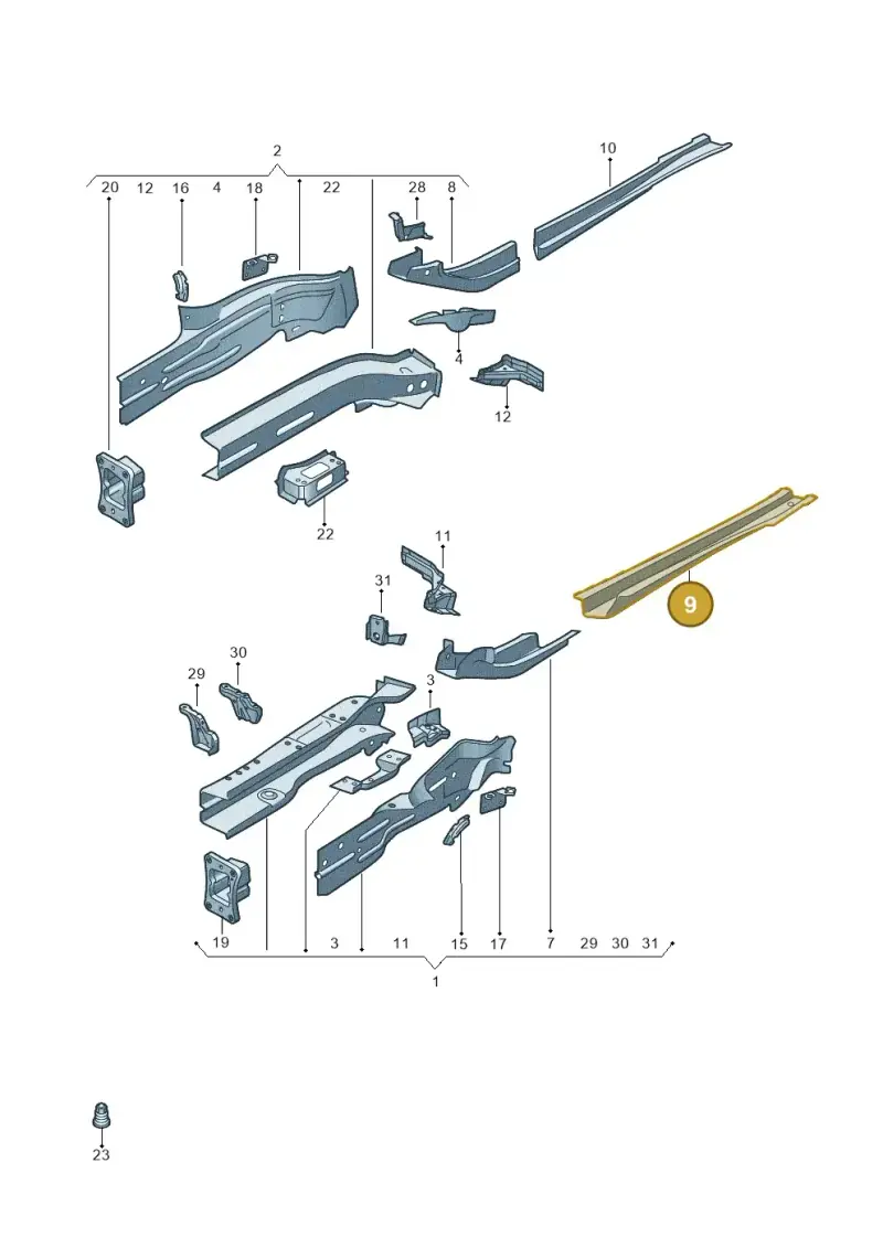 5Q0804455B — Audi RSQ3 Sportback (2019-2024) diagram f3z803001, position 9