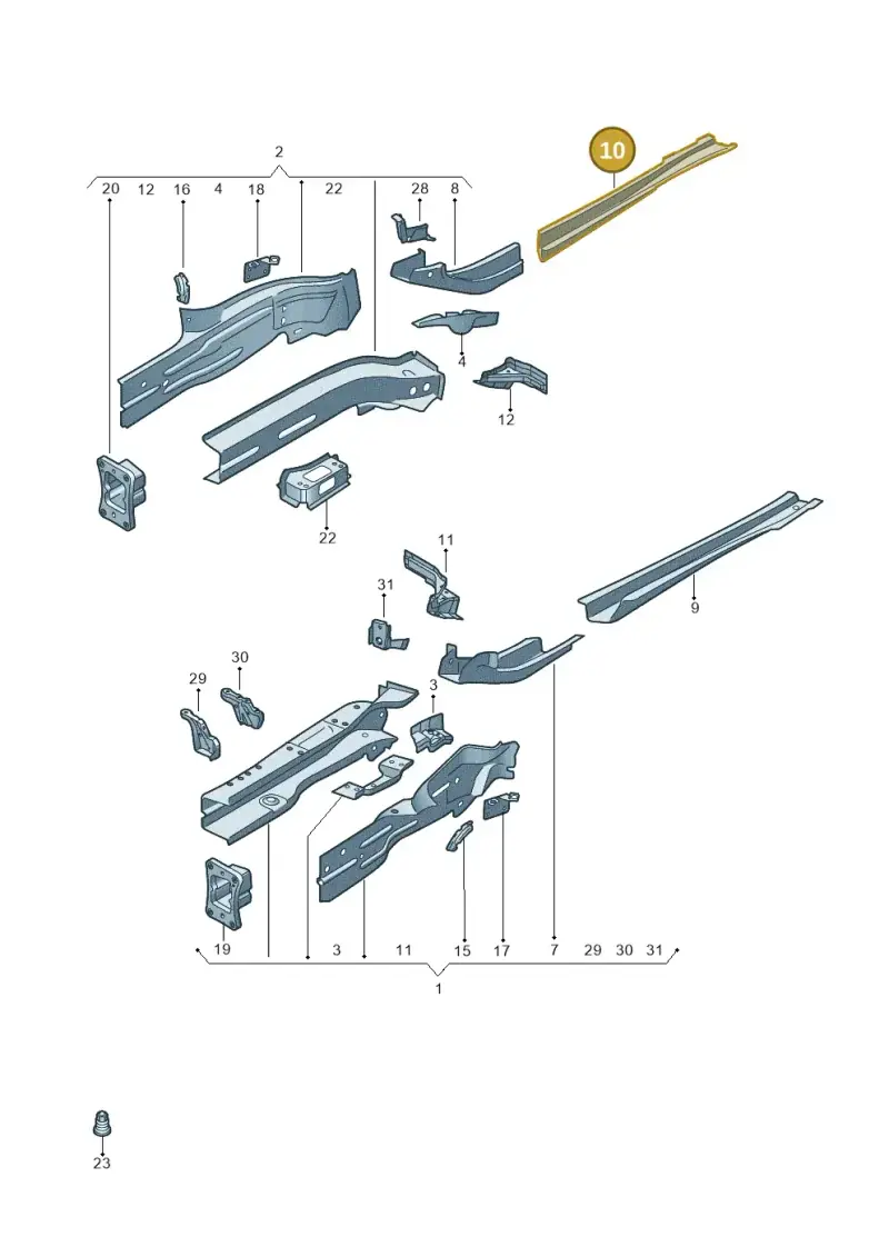 5Q0804456B — Audi RSQ3 Sportback (2019-2024) diagram f3z803001, position 10