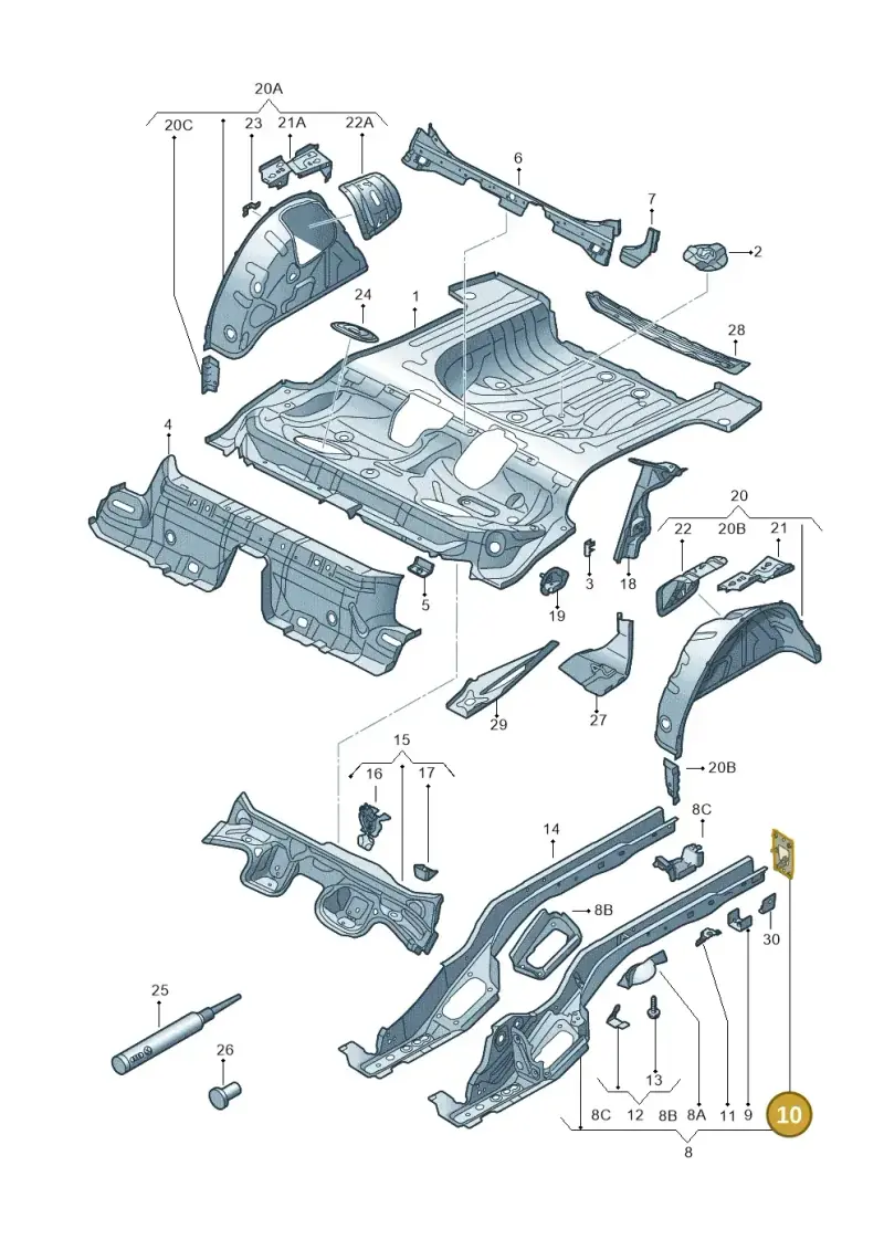 5Q0804474 — Audi A3 Sportback (2016-2020) diagram 745803100, position 10