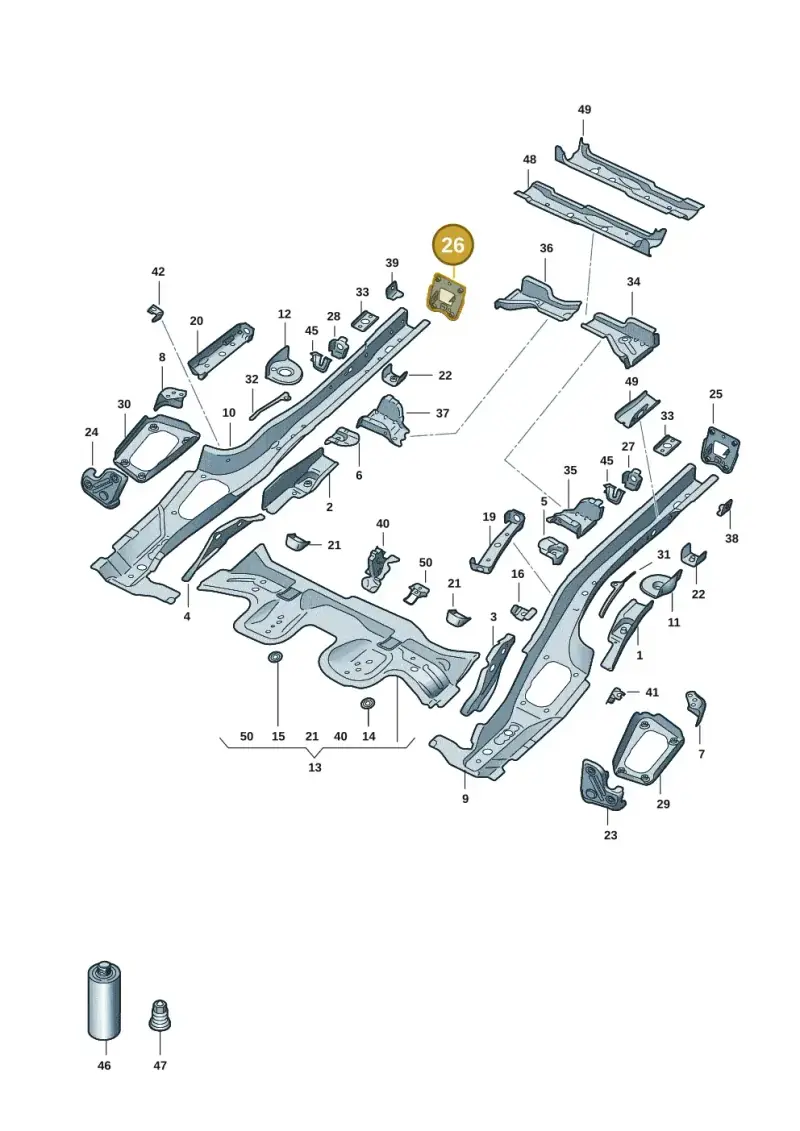 5Q0804474A — Audi A3 Sportback (2019-2021) diagram 596803015, position 26