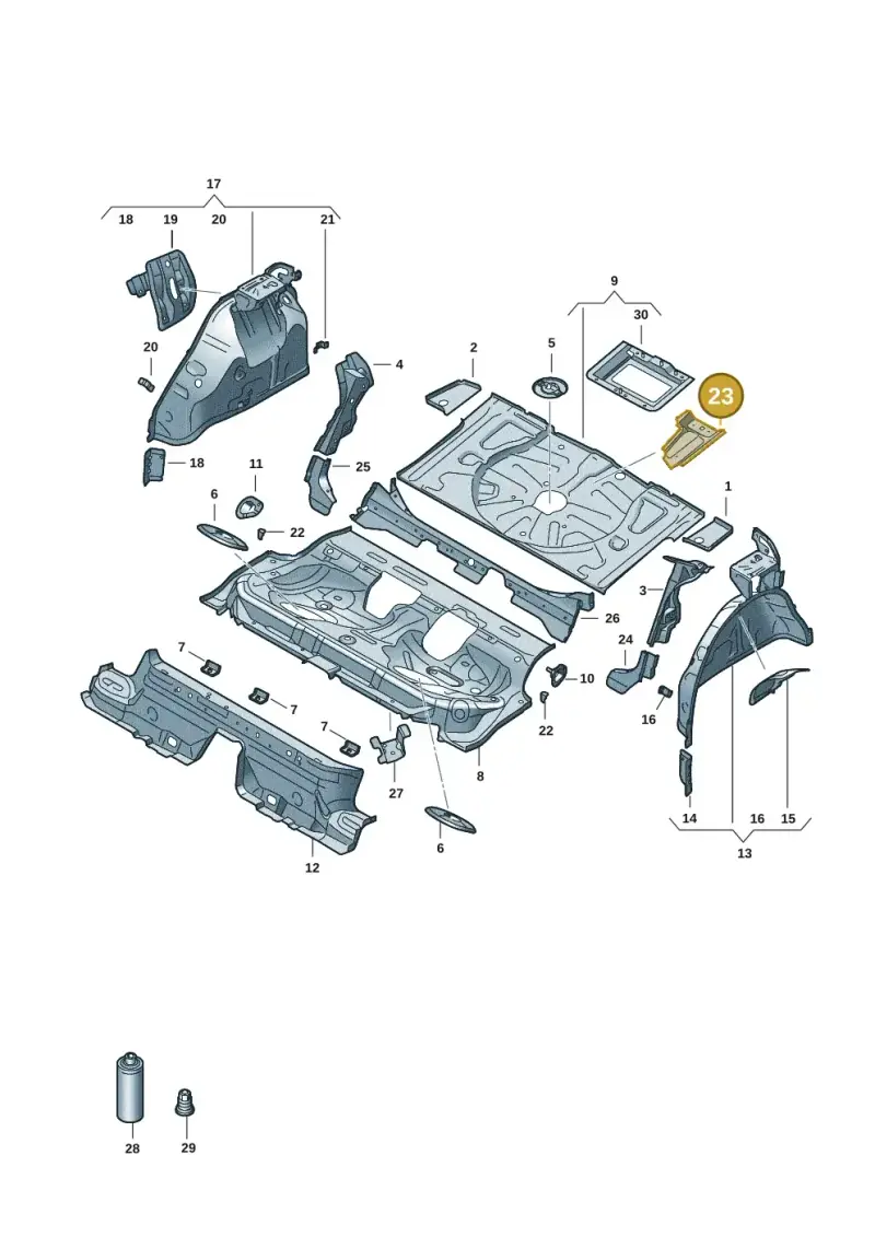 5Q0804509B — Audi A3 Sportback (2019-2021) diagram 596803051, position 23