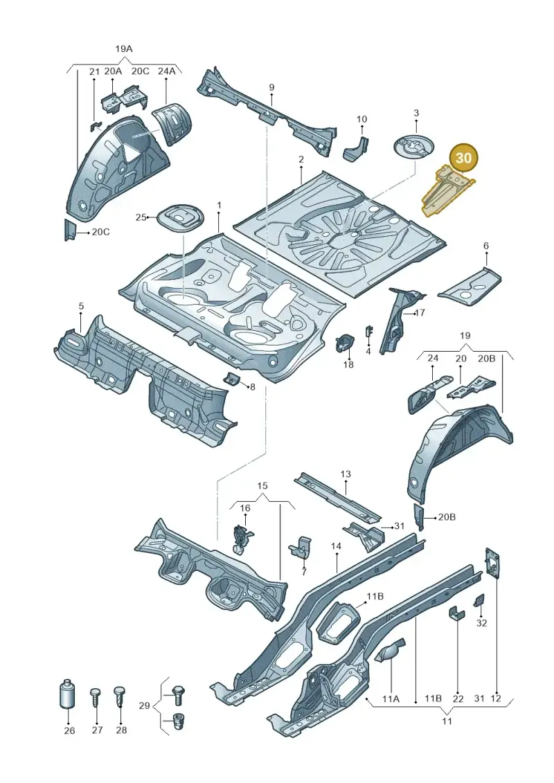 5Q0804509B — Audi A3 Sportback (2016-2020) diagram 745803150, position 30