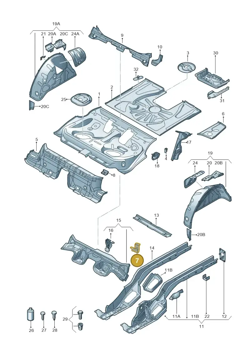 5Q0804865A — Audi RS3 Limousine (2017-2020) diagram 858803100, position 7