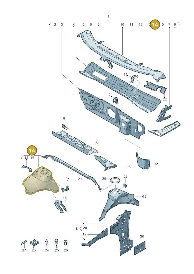 5Q0805116 — Audi Q2 2.0 TDI (2016-2018) diagram 803805500, position 14