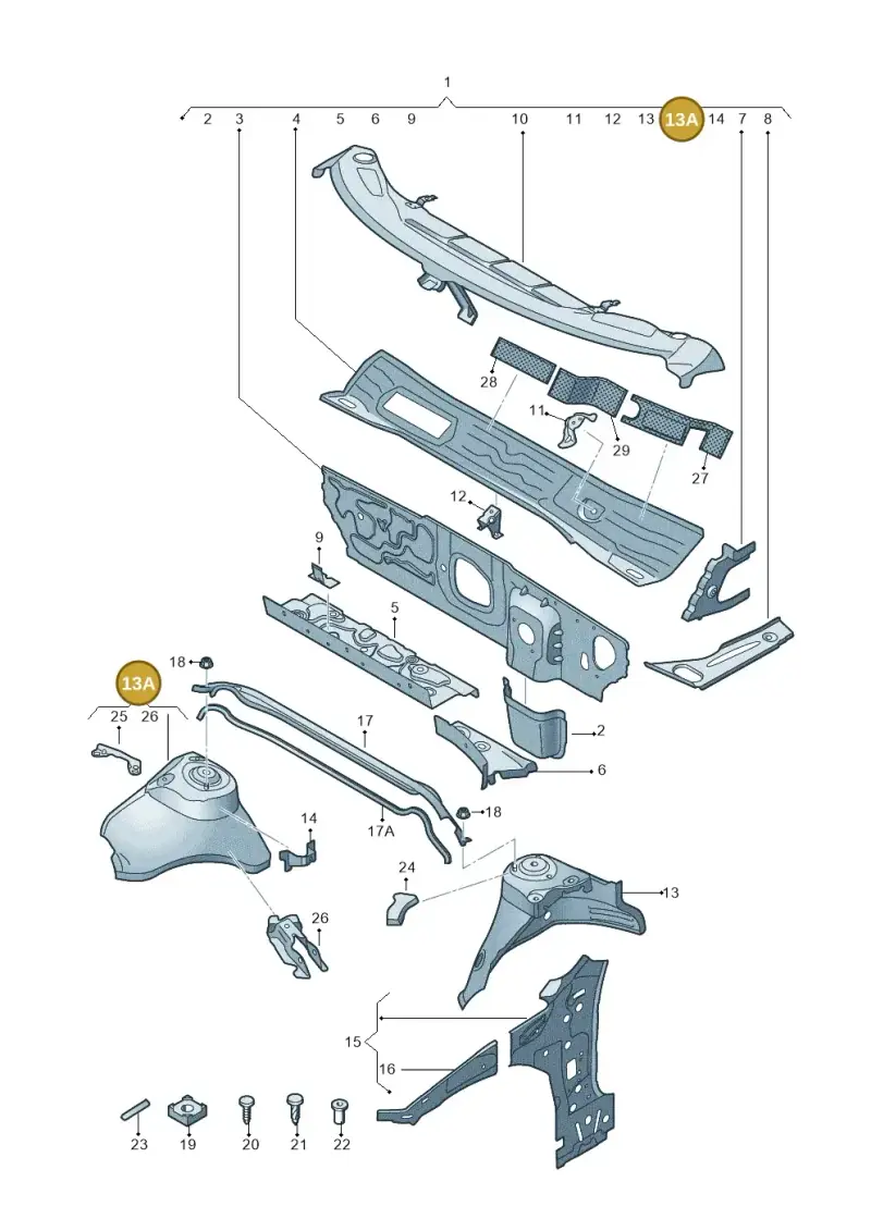 5Q0805116 — Audi RS3 Limousine (2017-2020) diagram 745805500, position 13A