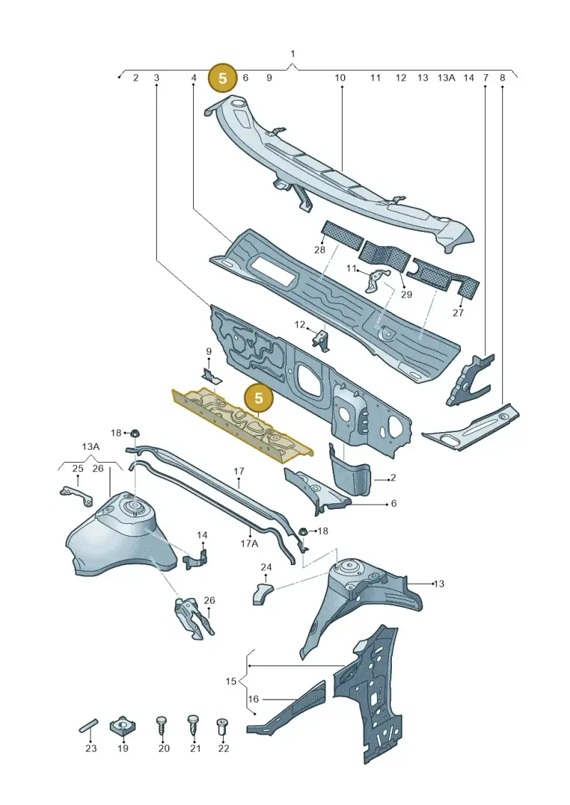 5Q0805277 — Audi RS3 Limousine (2017-2020) diagram 745805500, position 5
