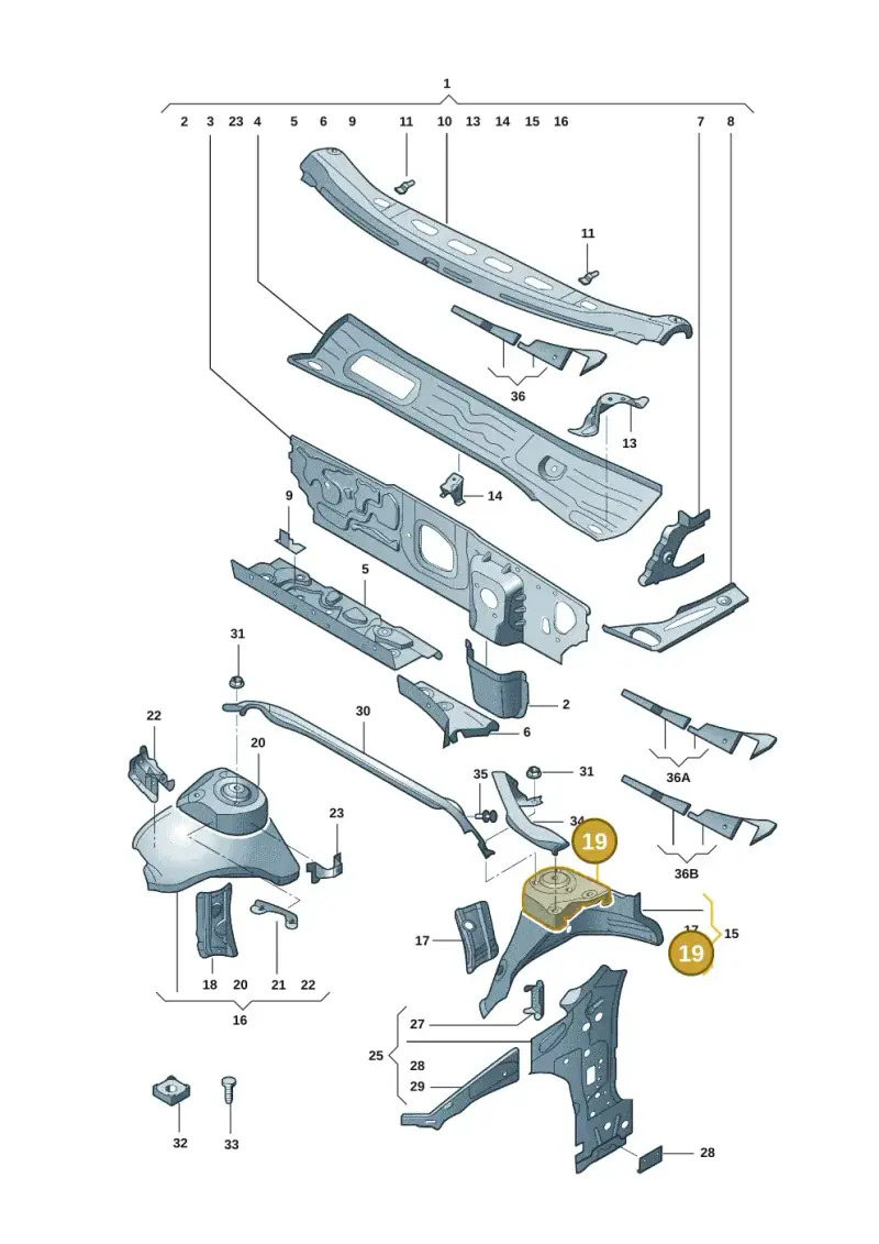 5Q0809121B — Audi A3 (2020-) diagram 8yx805050, position 19
