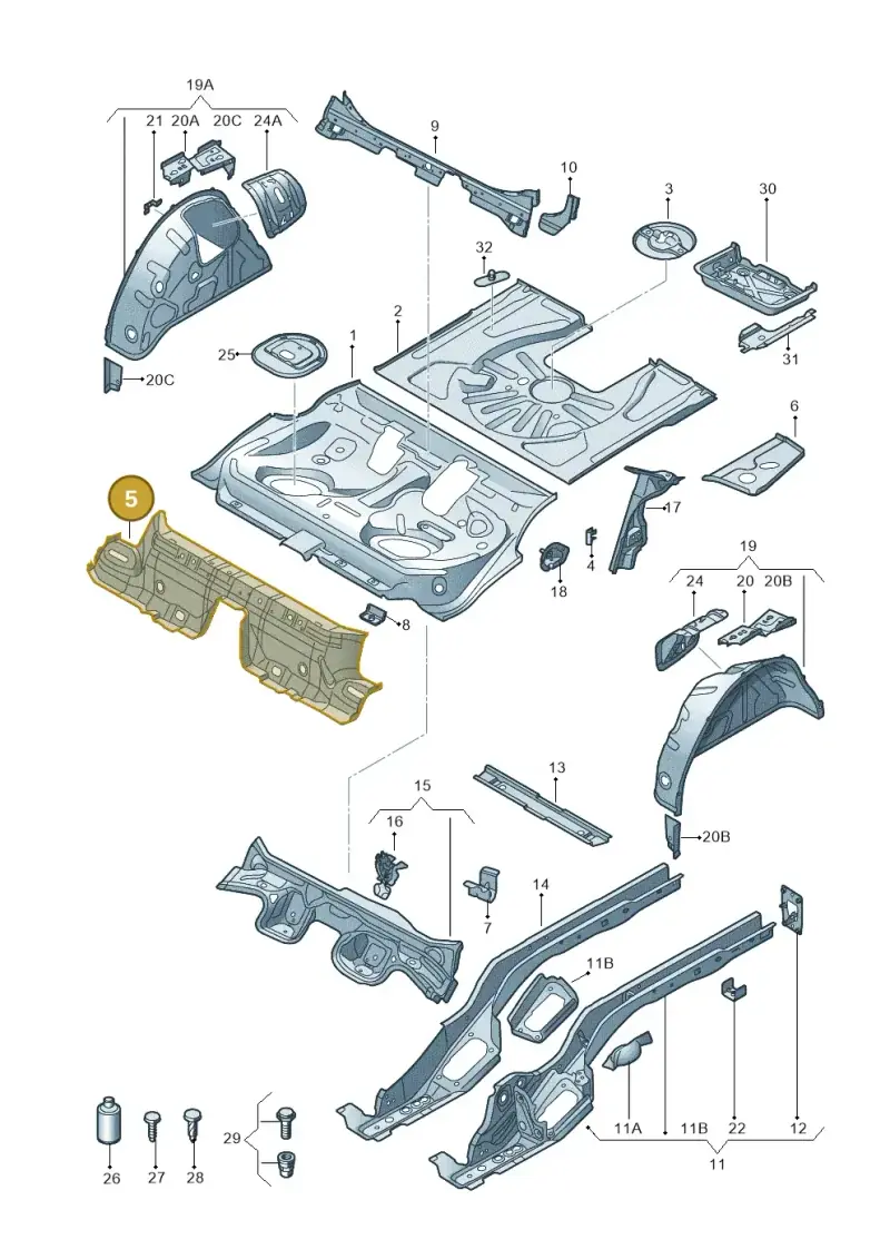 5Q0813147 — Audi RS3 Limousine (2017-2020) diagram 858803100, position 5