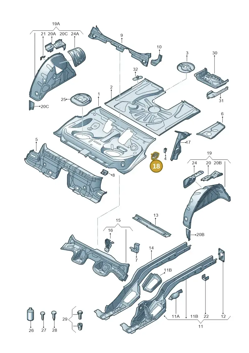 5Q0813722 — Audi RS3 Limousine (2017-2020) diagram 858803100, position 18