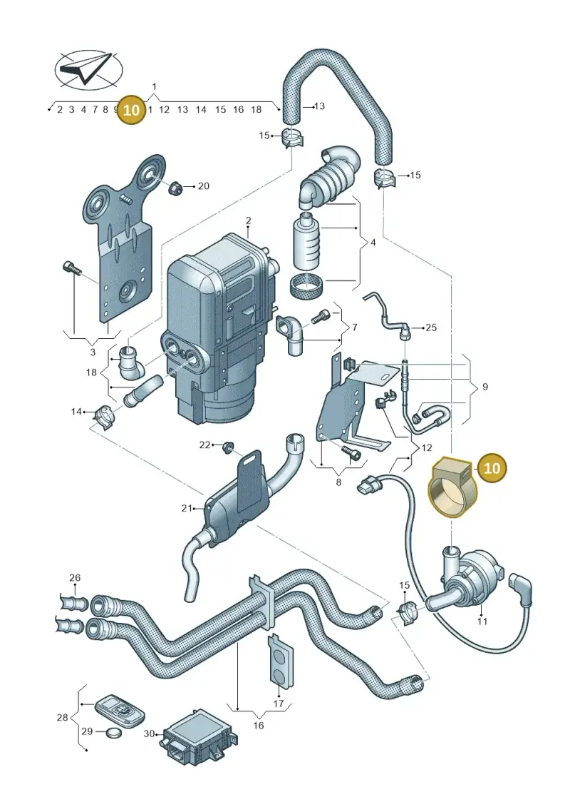 5Q0815689 — Audi A3 Sportback (2019-2021) diagram 596819700, position 10