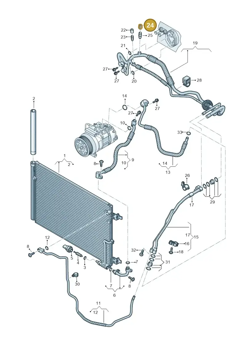 5Q0816231A — Audi A8L qu. 3.0 TDI (2013-2018) diagram 771260450, position 24