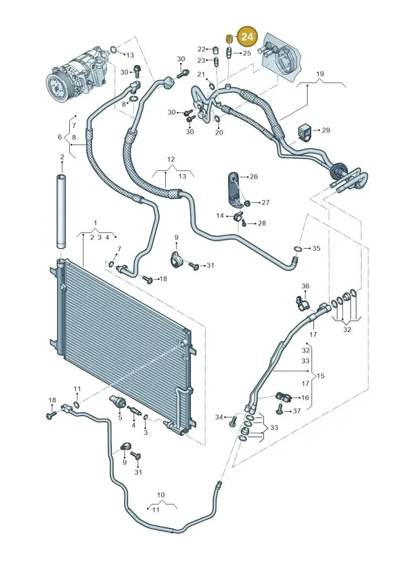 5Q0816231A — Audi A8L qu. 3.0 TDI (2013-2018) diagram 771260550, position 24