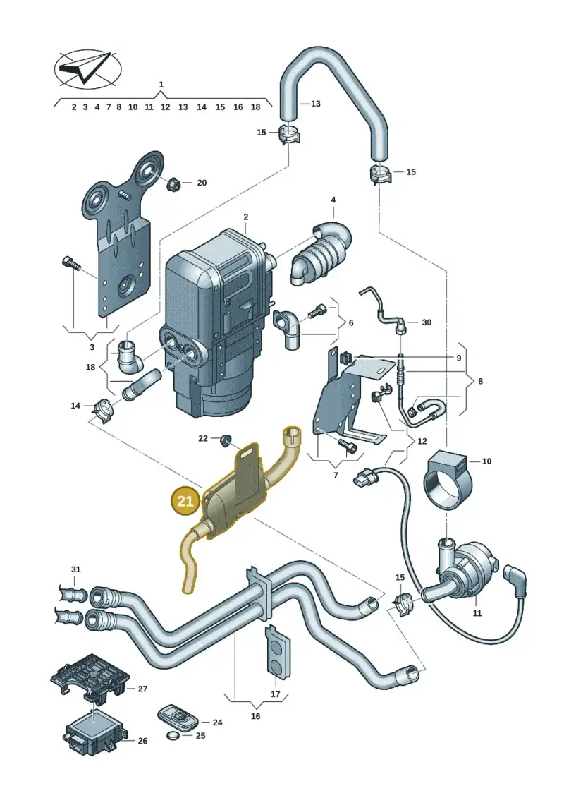 5Q0819193B — Audi A3 Sportback (2016-2020) diagram 597819071, position 21