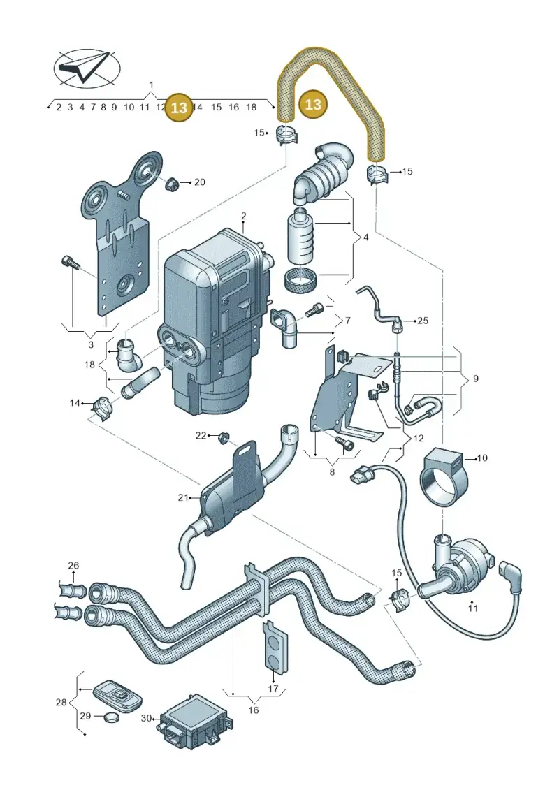 5Q0819362 — Audi A3 Sportback (2019-2021) diagram 596819700, position 13