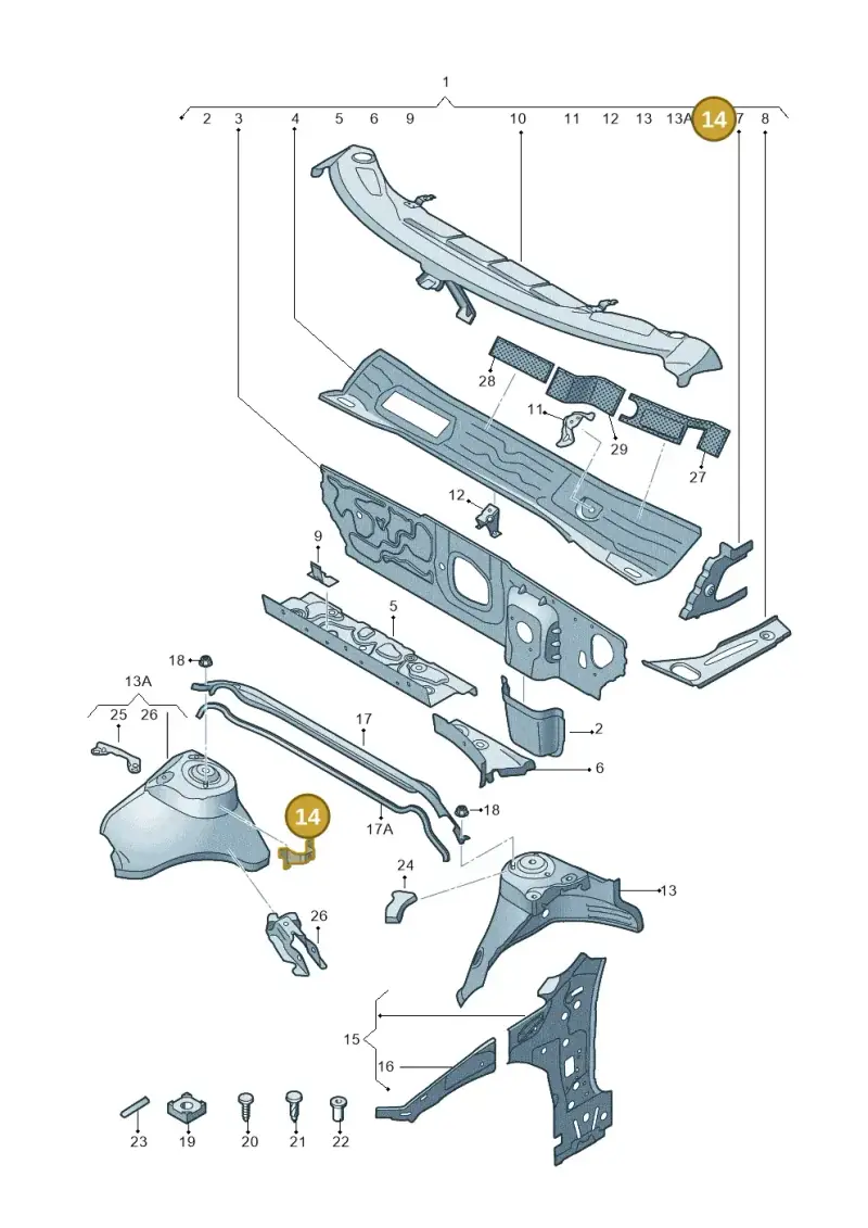 5Q0823402 — Audi RS3 Limousine (2017-2020) diagram 745805500, position 14