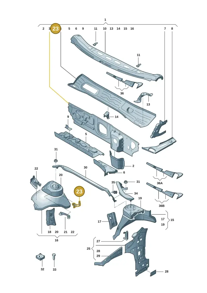 5Q0823402B — Audi A3 (2020-) diagram 8yx805050, position 23