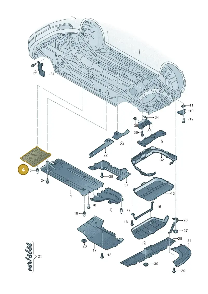 5Q0825230K — Audi A3 Sportback (2019-2021) diagram 596825000, position 4