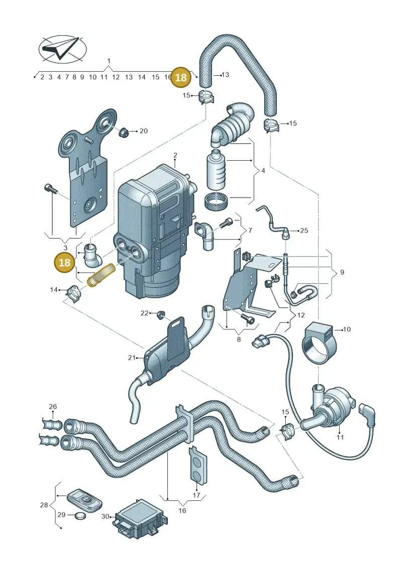 5Q0898020A — Audi A3 Sportback (2019-2021) diagram 596819700, position 18