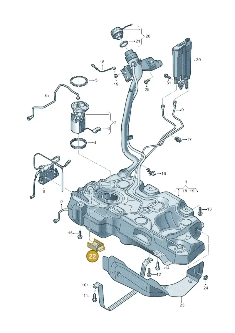 5Q0906093B — Audi A3 Sportback (2019-2021) diagram 596201000, position 22