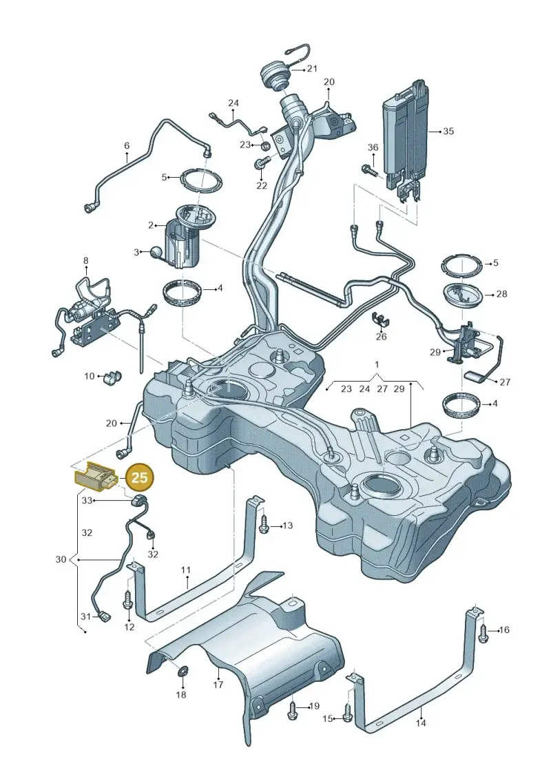 5Q0906093C — Audi A3 Sportback (2019-2021) diagram 596201100, position 25