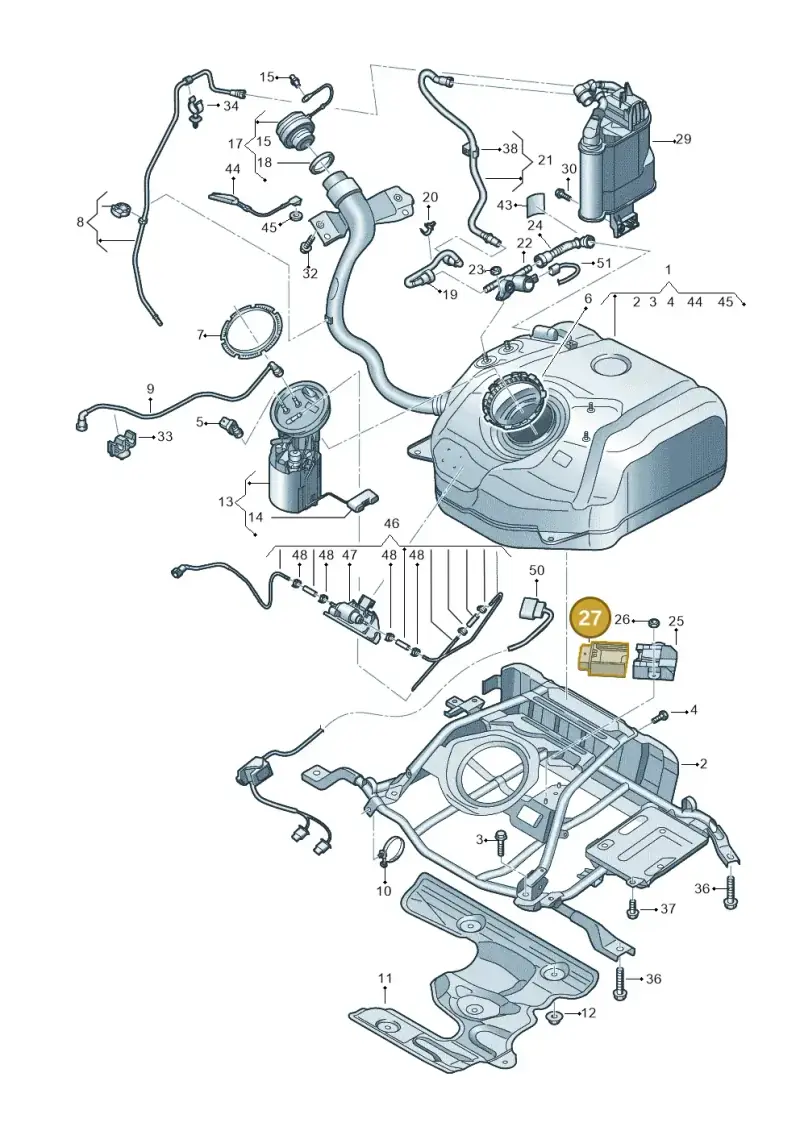 5Q0906093E — Audi A3 Sportback (2019-2021) diagram 596201040, position 27