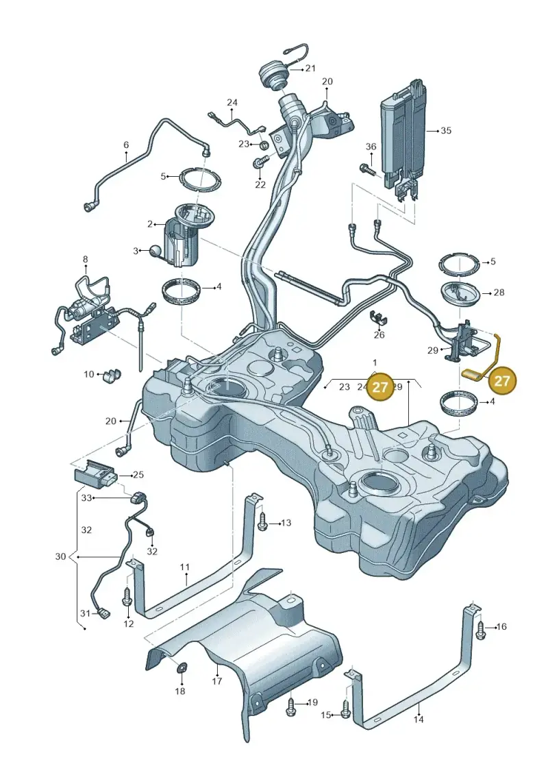 5Q0919673AC — Audi A3 Sportback (2019-2021) diagram 596201100, position 27