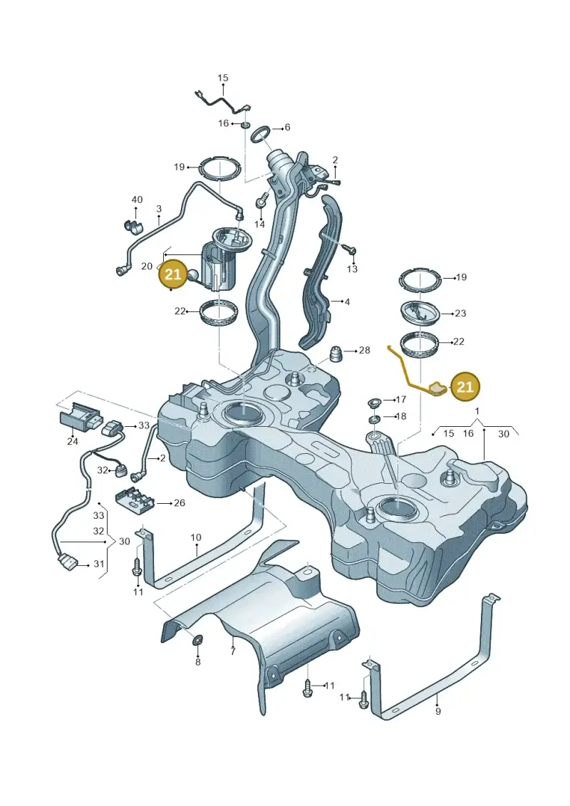 5Q0919673AC — Audi TTRS Coupe (2016-2023) diagram 898201200, position 21