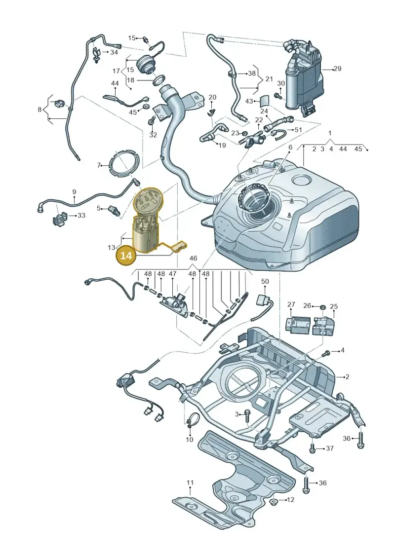 5Q0919673AF — Audi A3 Sportback (2019-2021) diagram 596201040, position 14