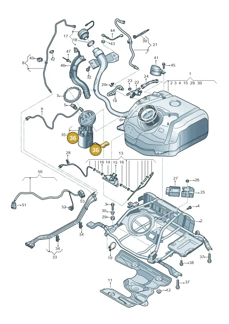 5Q0919673AF — Audi A3 Sportback (2016-2020) diagram 890201300, position 36